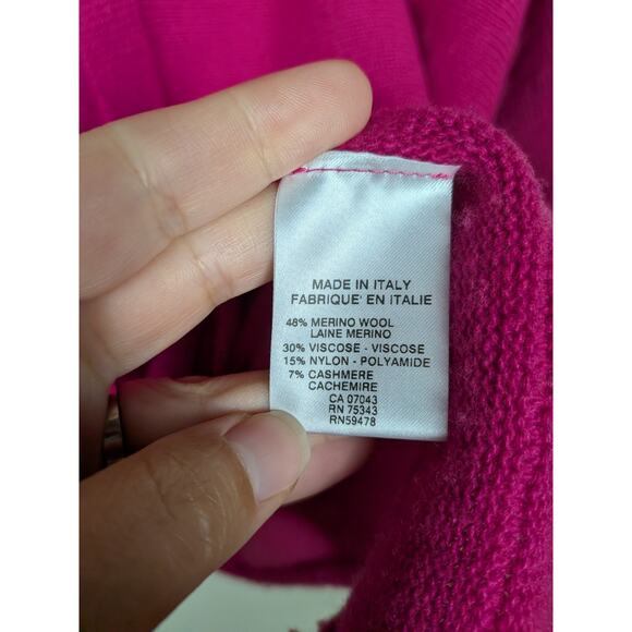BIANCO & BLU Bright Pink Knit Sweater Merino Blend Long Sleeve Women's Small - Picture 4 of 5